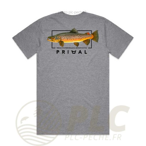 T-Shirt PRIMAL Artist Tee Brown trout Grey Marle