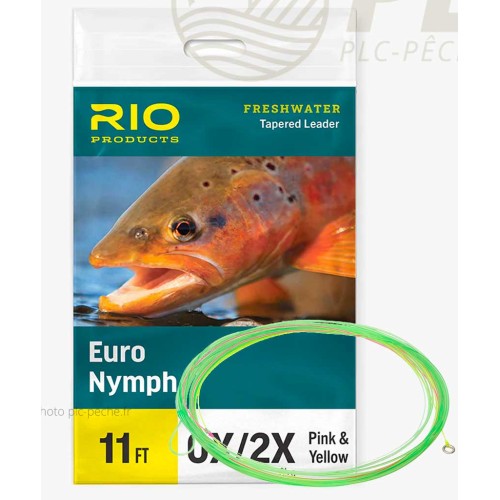 Bas de Ligne RIO Euro Nymph 11' 0X/2X Départ Chartreuse Pointe...