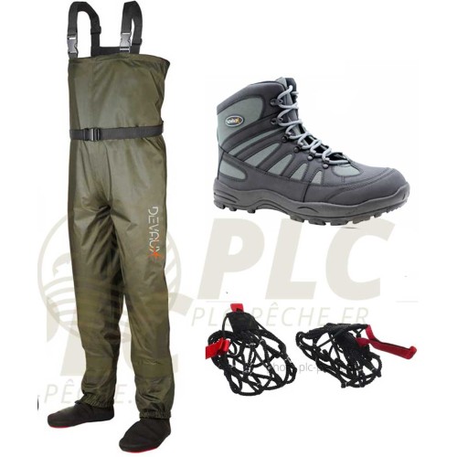 Pack Waders DEVAUX 100 38/39 S + Chaussures de Wading 41 Rivland...