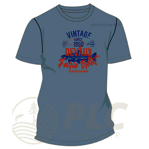 T-Shirt DEVAUX Vintage Gris Bleu